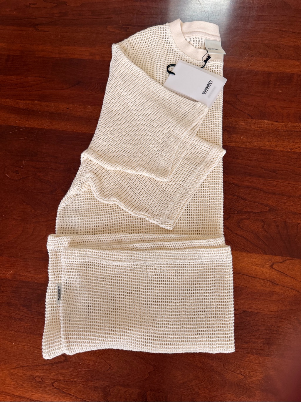 Highsnobiety Men’s Open Mesh Short Sleeve Shirt Off-White/Cream Size Small — image 8 of 8